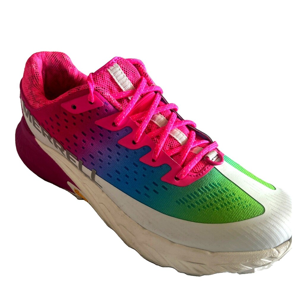 Merrell Agility Peak 5 Mega Grip Womens Size 10 Pink Rainbow Trail Running Shoes